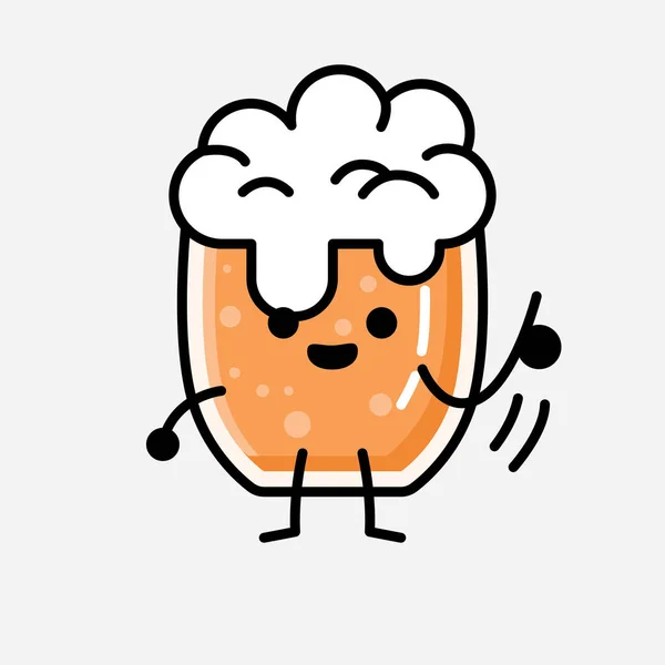 Flat Design Style Cute Beer Mascot Vector Character — 스톡 벡터