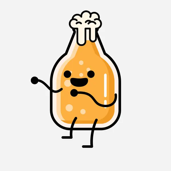 Flat Design Style Cute Beer Mascot Vector Character — 스톡 벡터