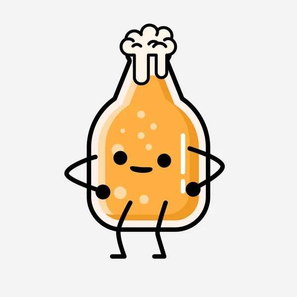 Flat Design Style Cute Beer Mascot Vector Character — 스톡 벡터