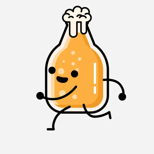 Flat Design Style Cute Beer Mascot Vector Character — 스톡 벡터