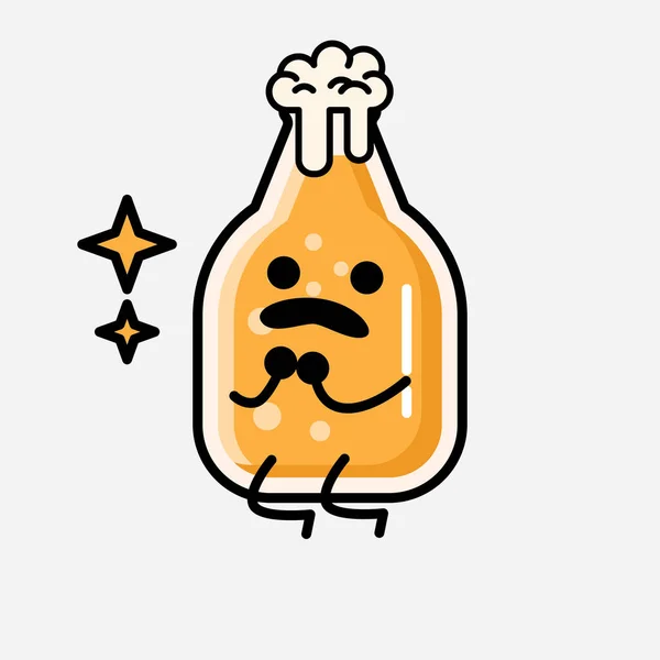 Flat Design Style Cute Beer Mascot Vector Character — 스톡 벡터