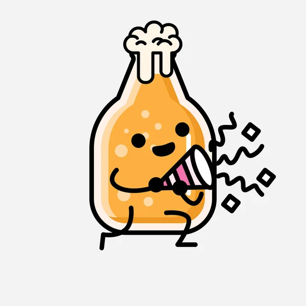 Flat Design Style Cute Beer Mascot Vector Character — 스톡 벡터