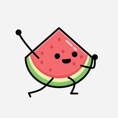 Düz Tasarım Biçimli Şirin Karpuz Maskotu Vektör Karakteri