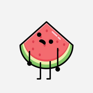 Düz Tasarım Biçimli Şirin Karpuz Maskotu Vektör Karakteri