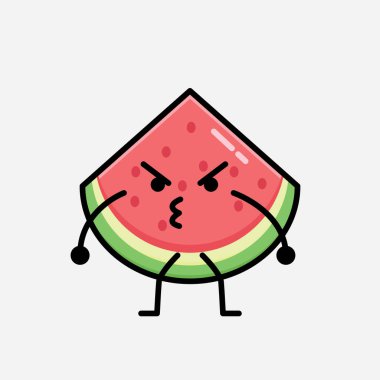 Düz Tasarım Biçimli Şirin Karpuz Maskotu Vektör Karakteri