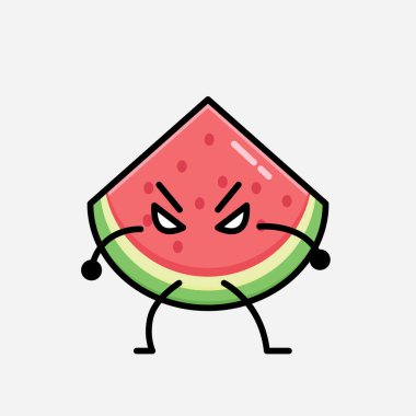 Düz Tasarım Biçimli Şirin Karpuz Maskotu Vektör Karakteri