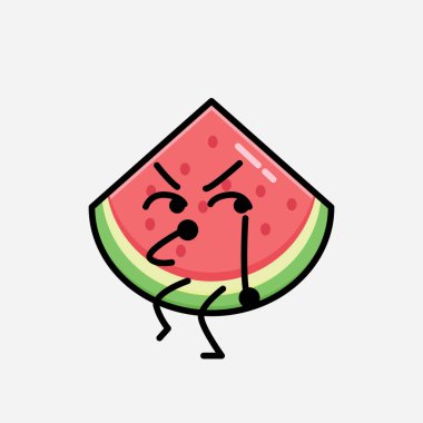 Düz Tasarım Biçimli Şirin Karpuz Maskotu Vektör Karakteri