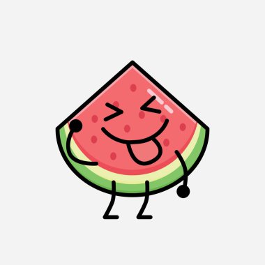 Düz Tasarım Biçimli Şirin Karpuz Maskotu Vektör Karakteri