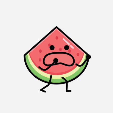 Düz Tasarım Biçimli Şirin Karpuz Maskotu Vektör Karakteri