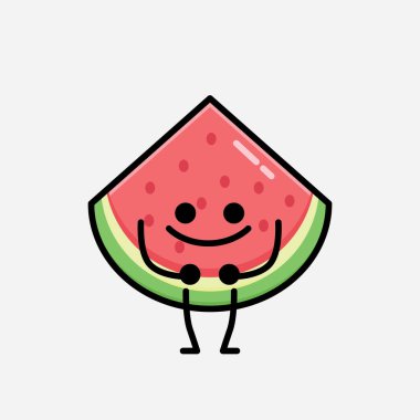 Düz Tasarım Biçimli Şirin Karpuz Maskotu Vektör Karakteri