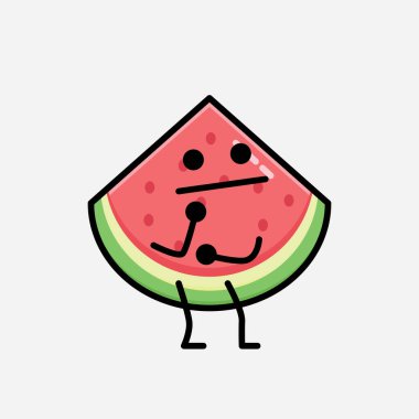 Düz Tasarım Biçimli Şirin Karpuz Maskotu Vektör Karakteri