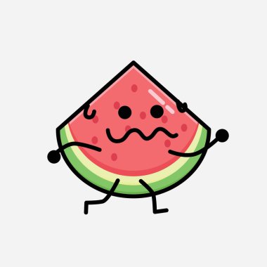 Düz Tasarım Biçimli Şirin Karpuz Maskotu Vektör Karakteri