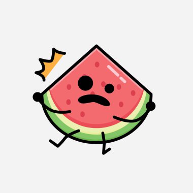 Düz Tasarım Biçimli Şirin Karpuz Maskotu Vektör Karakteri