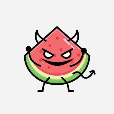 Düz Tasarım Biçimli Şirin Karpuz Maskotu Vektör Karakteri