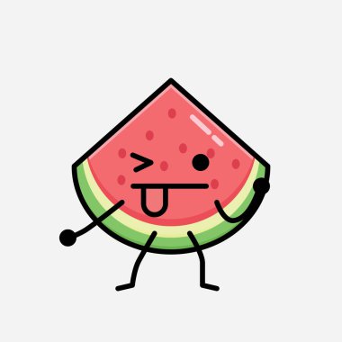 Düz Tasarım Biçimli Şirin Karpuz Maskotu Vektör Karakteri