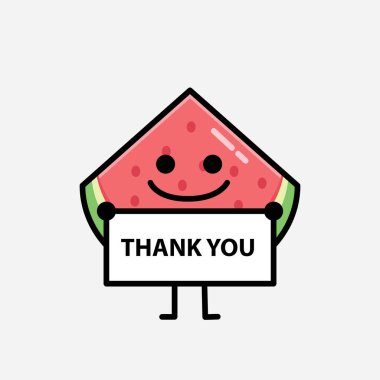 Düz Tasarım Biçimli Şirin Karpuz Maskotu Vektör Karakteri