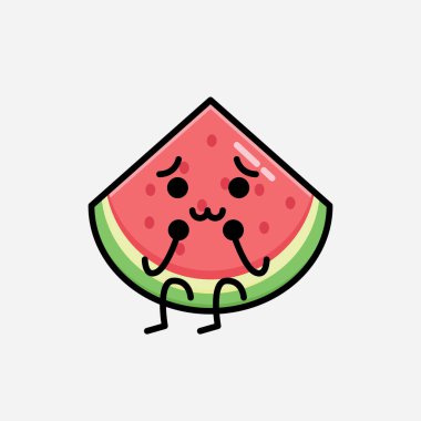 Düz Tasarım Biçimli Şirin Karpuz Maskotu Vektör Karakteri