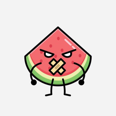 Düz Tasarım Biçimli Şirin Karpuz Maskotu Vektör Karakteri