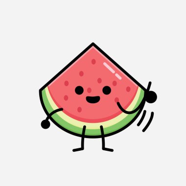 Düz Tasarım Biçimli Şirin Karpuz Maskotu Vektör Karakteri