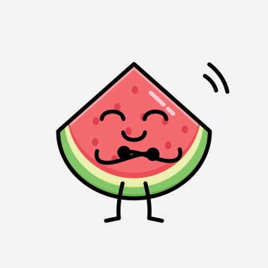 Düz Tasarım Biçimli Şirin Karpuz Maskotu Vektör Karakteri