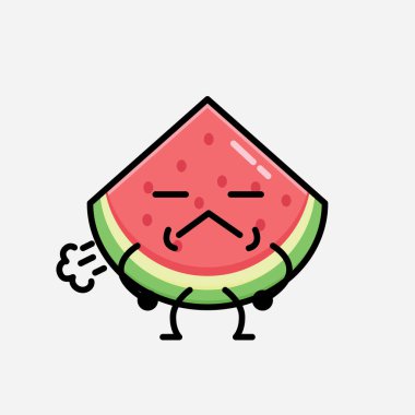 Düz Tasarım Biçimli Şirin Karpuz Maskotu Vektör Karakteri