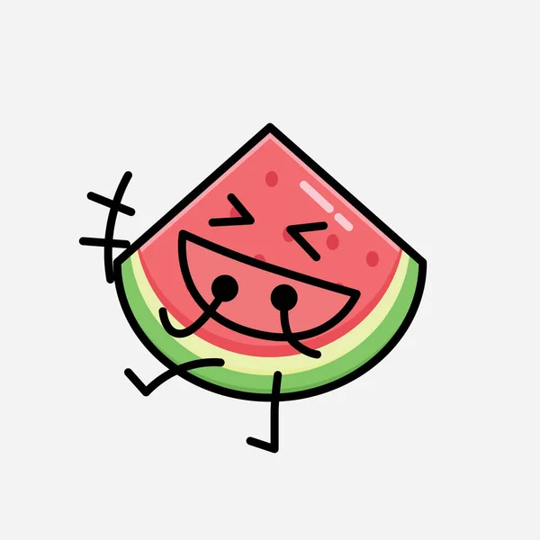Sebuah Ilustrasi Dari Cute Watermelon Maskot Vektor Karakter Dalam Gaya - Stok Vektor