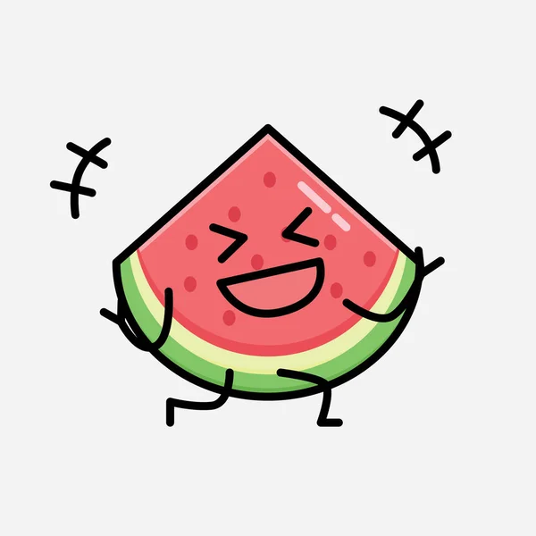 Illustration Cute Watermelon Mascot Vector Character Flat Design Style — Stock Vector