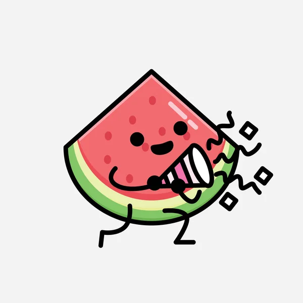 Flat Design Style Cute Watermelon Mascot Vector Character — 스톡 벡터