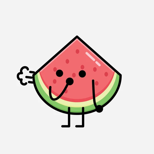 Illustration Cute Watermelon Mascot Vector Character Flat Design Style — Stock Vector