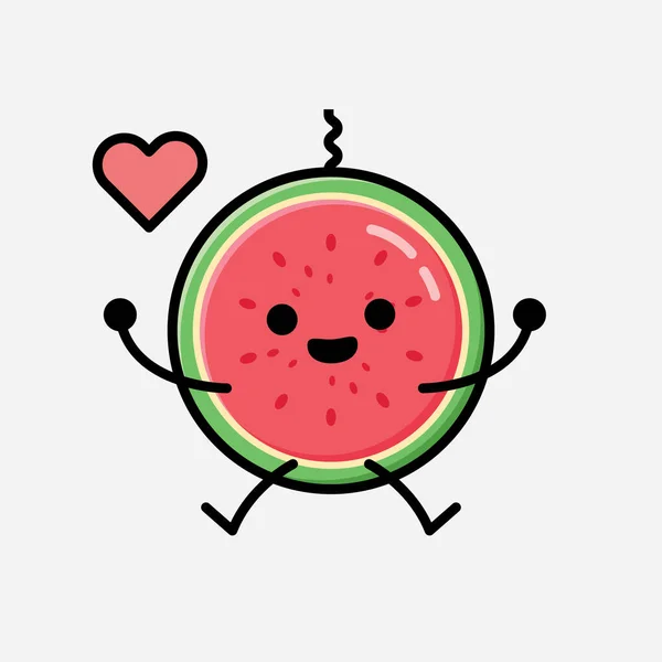 Flat Design Style Cute Watermelon Mascot Vector Character — 스톡 벡터