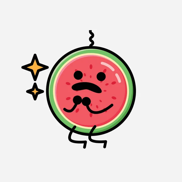 Illustration Cute Watermelon Mascot Vector Character Flat Design Style — Stock Vector