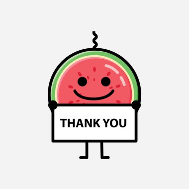 Düz Tasarım Biçimli Şirin Karpuz Maskotu Vektör Karakteri