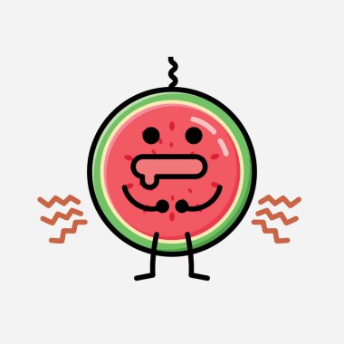 Düz Tasarım Biçimli Şirin Karpuz Maskotu Vektör Karakteri