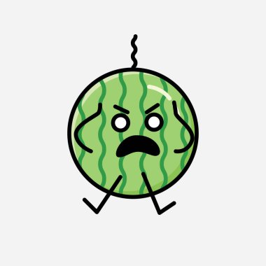 Düz Tasarım Biçimli Şirin Karpuz Maskotu Vektör Karakteri