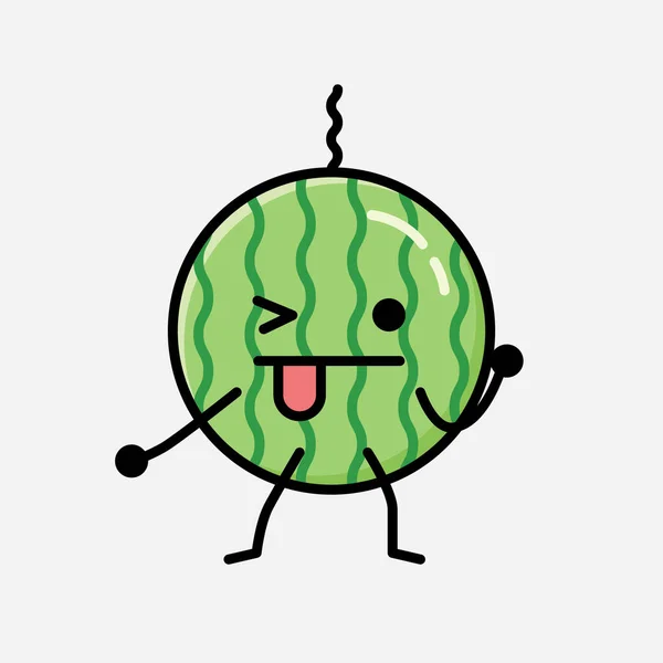 Illustration Cute Watermelon Mascot Vector Character Flat Design Style — Stock Vector