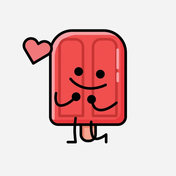 Een Illustratie Van Schattige Popsicle Mascotte Vector Karakter Vlakke Ontwerp — Stockvector