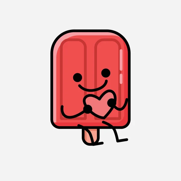 Eine Illustration Des Niedlichen Eis Stiel Maskottchen Vector Character Flachen — Stockvektor