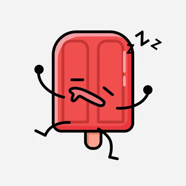 Sebuah Ilustrasi Dari Cute Popsicle Mascot Vector Character Flat Design - Stok Vektor