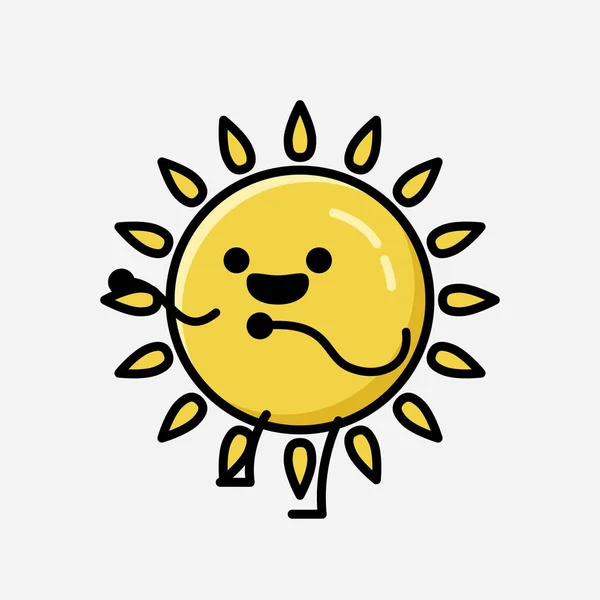 Uma Ilustração Personagem Vetor Mascote Sol Amarelo Bonito Estilo Design —  Vetores de Stock
