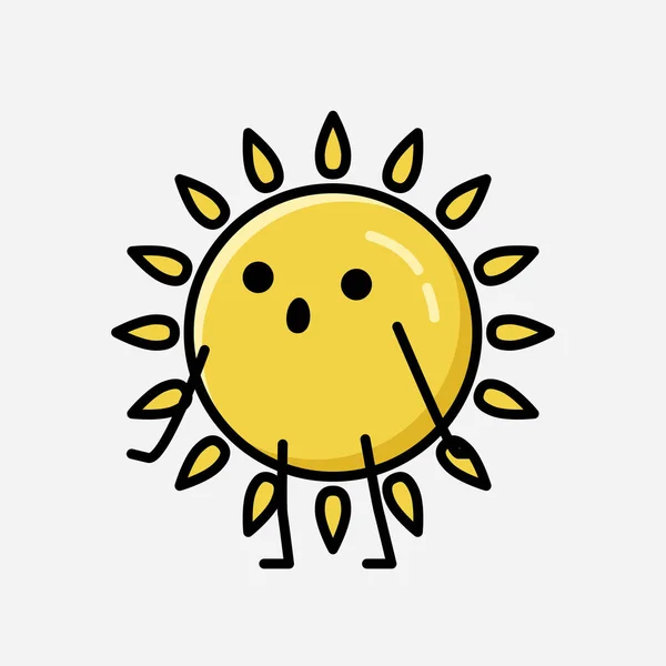 Μια Απεικόνιση Του Χαριτωμένο Κίτρινο Ήλιο Μασκότ Διάνυσμα Χαρακτήρα Επίπεδο — Διανυσματικό Αρχείο