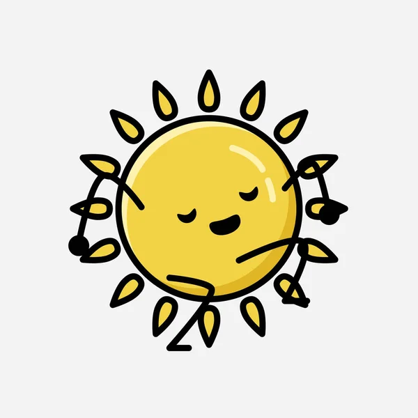 Illustration Cute Yellow Sun Mascot Vector Character Flat Design Style — Stock Vector