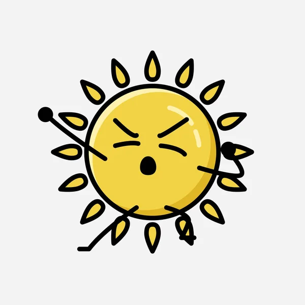Una Ilustración Del Carácter Lindo Del Vector Mascota Del Sol — Archivo Imágenes Vectoriales