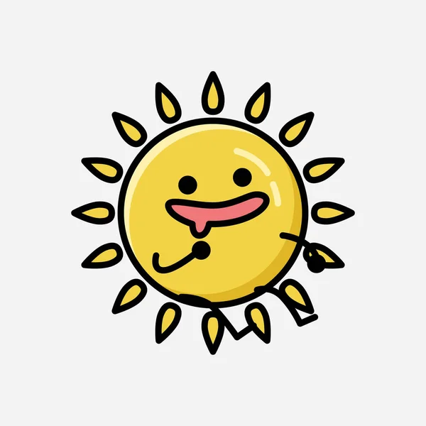 Illustration Cute Yellow Sun Mascot Vector Character Flat Design Style — Stock Vector