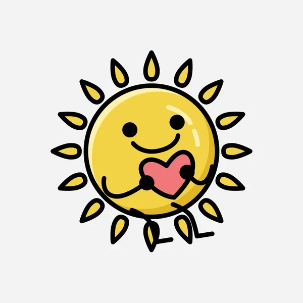 Ilustrace Roztomilé Žluté Slunce Maskot Vektorový Znak Plochém Stylu Designu — Stockový vektor