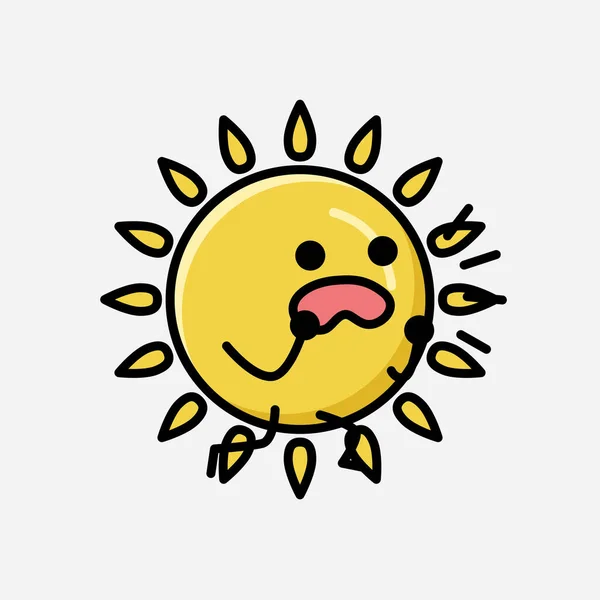 Illustration Cute Yellow Sun Mascot Vector Character Flat Design Style — Stock Vector