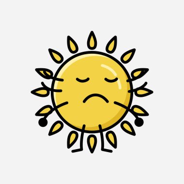 Düz Tasarım Biçimli Şirin Sarı Güneş Maskot Vektör Karakteri