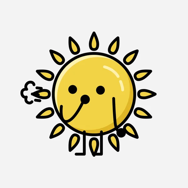 Иллюстрация Милого Талисмана Желтого Солнца Стиле Плоского Дизайна — стоковый вектор