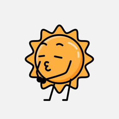 Düz Tasarım Biçimli Şirin Güneş Maskot Vektör Karakteri