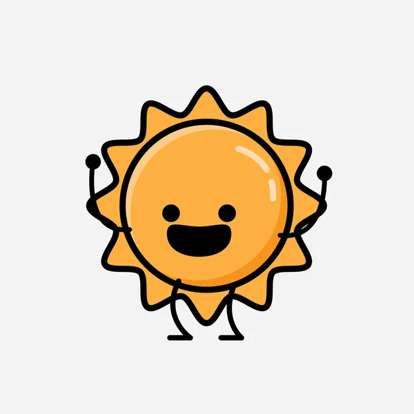 Illustration Cute Sun Mascot Vector Character Flat Design Style — Stock Vector
