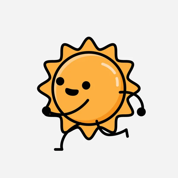 Ilustrace Cute Sun Maskot Vektorový Znak Plochém Stylu Designu — Stockový vektor